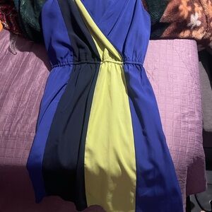 Elegant Blue and Yellow Women's Dress